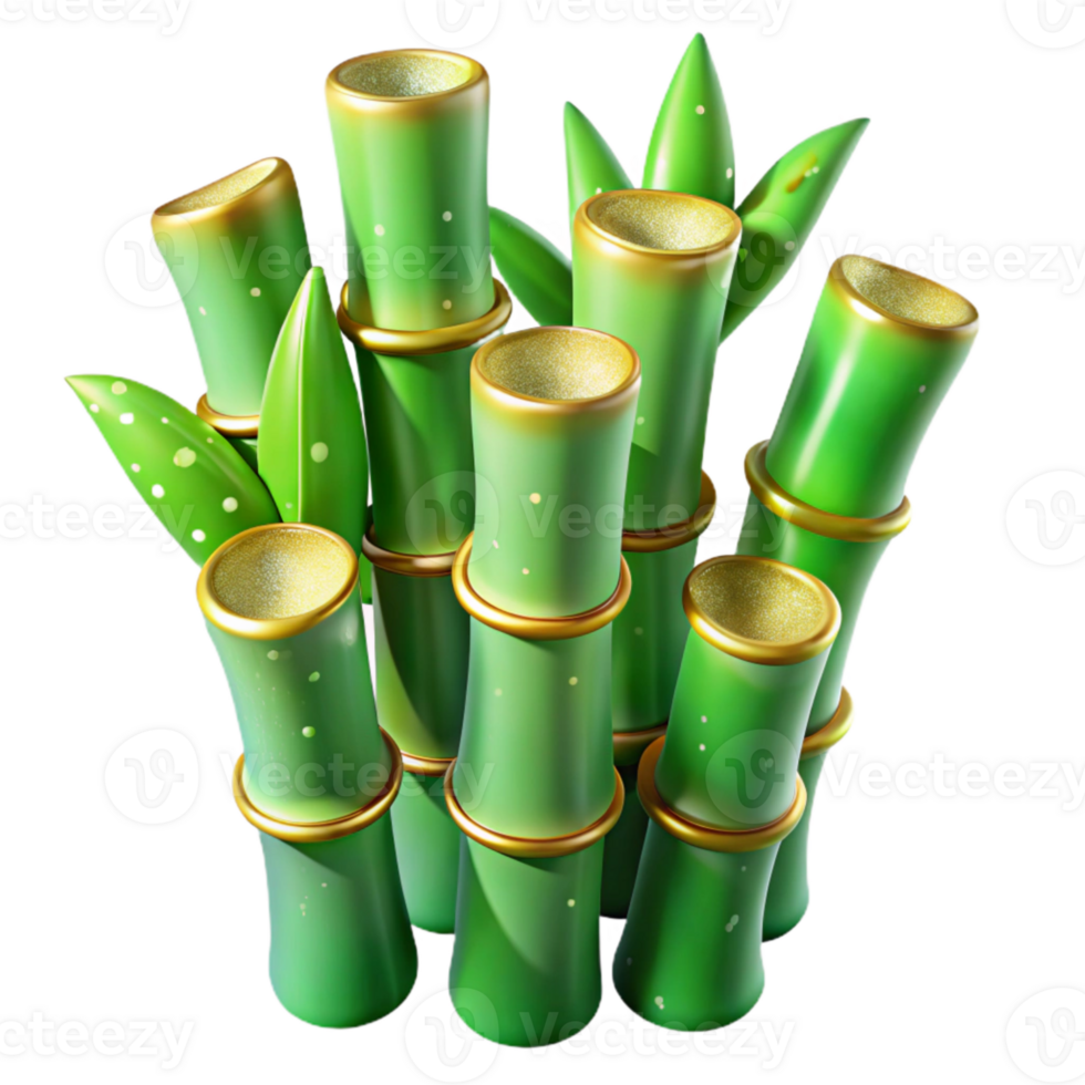 wonderful minimalist Green Bamboo Stalks Isolated for Asian Inspired Designs authentic png