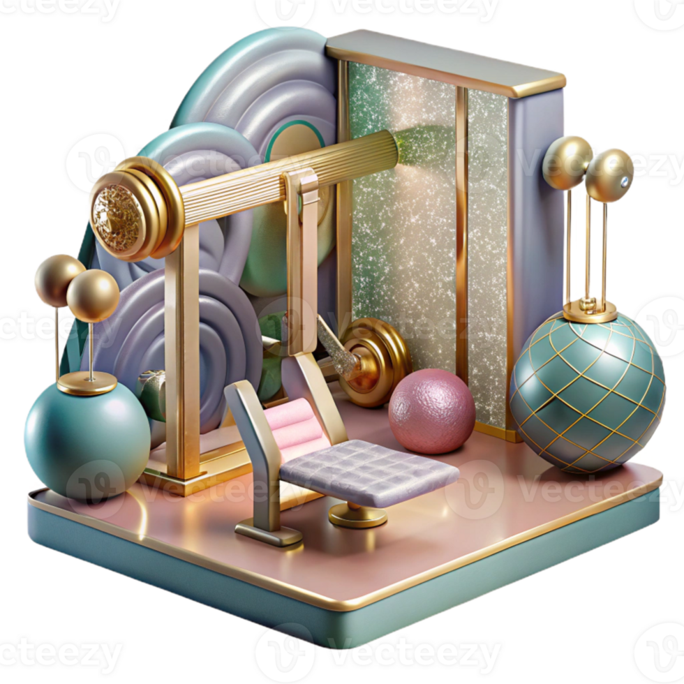 elegant modern Gym Interior Fitness Equipment Transparent for Gym Design original png