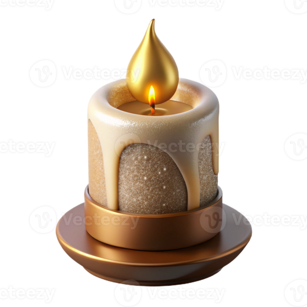elegant rustic Holiday Candle Burning Flame Isolated for Web authentic png