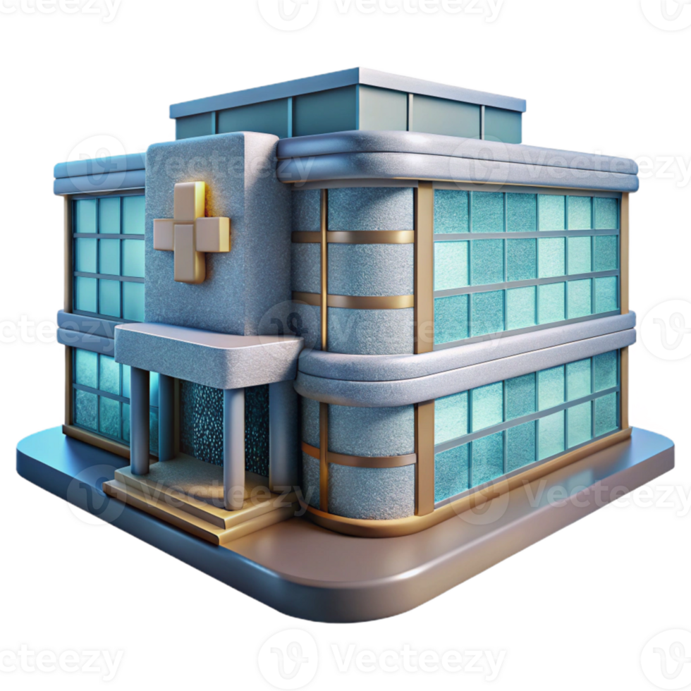 serene creative Hospital Building Exterior View Transparent Architecture premium png