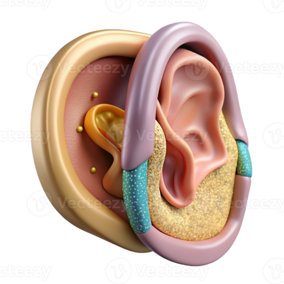 dramatic contemporary Human Ear Anatomy Labeled Cutout Audiology Education high quality png