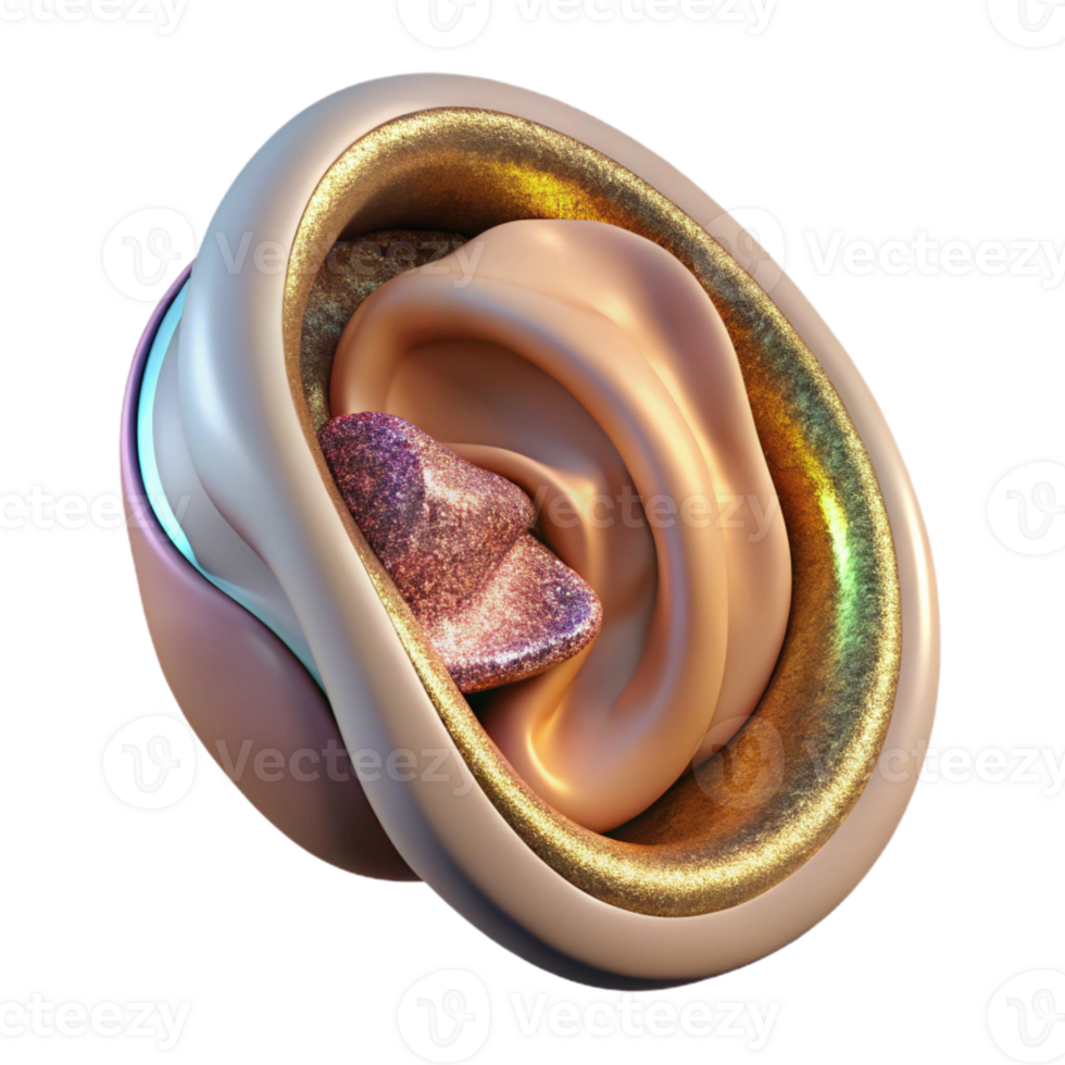 impressive minimalist Human Ear Internal Structure Transparent Audiology Diagram detailed png
