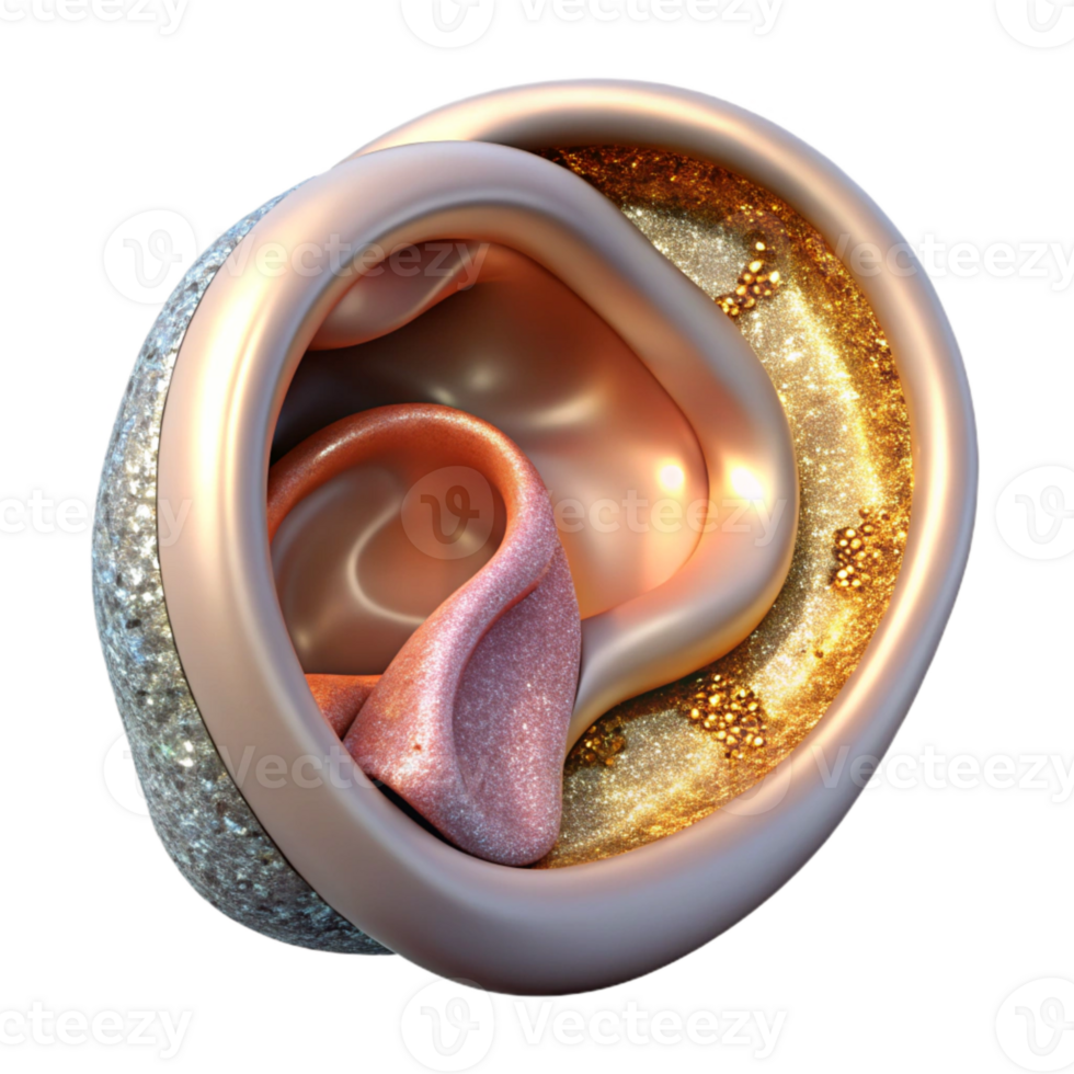 impressive vintage Human Ear Internal Structure Transparent Audiology Diagram genuine png