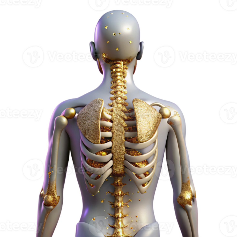 dramatic classic Human Skeleton Back View Cutout Anatomy Chart high resolution png