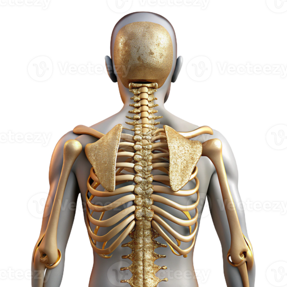 beautiful classic Human Skeleton Back View Cutout Anatomy Chart exclusive png