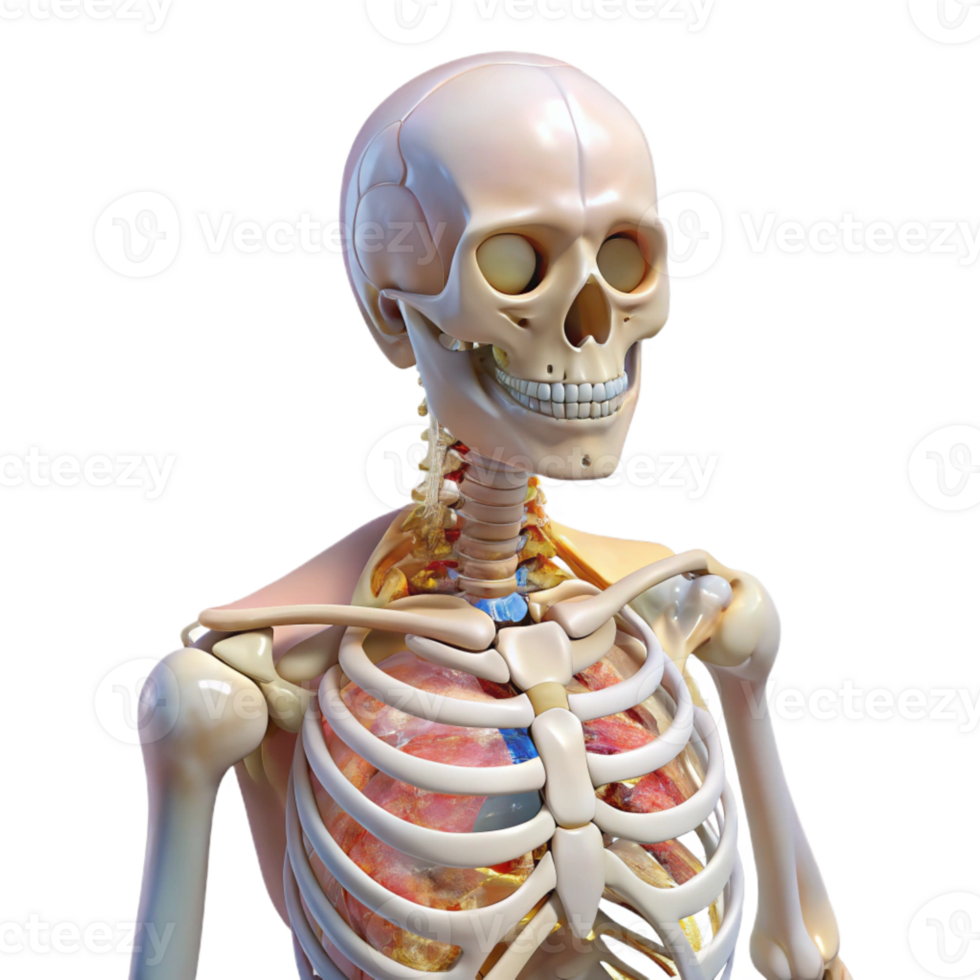 magnificent vintage Human Skeleton Labeled Diagram Transparent Anatomy Reference professional png