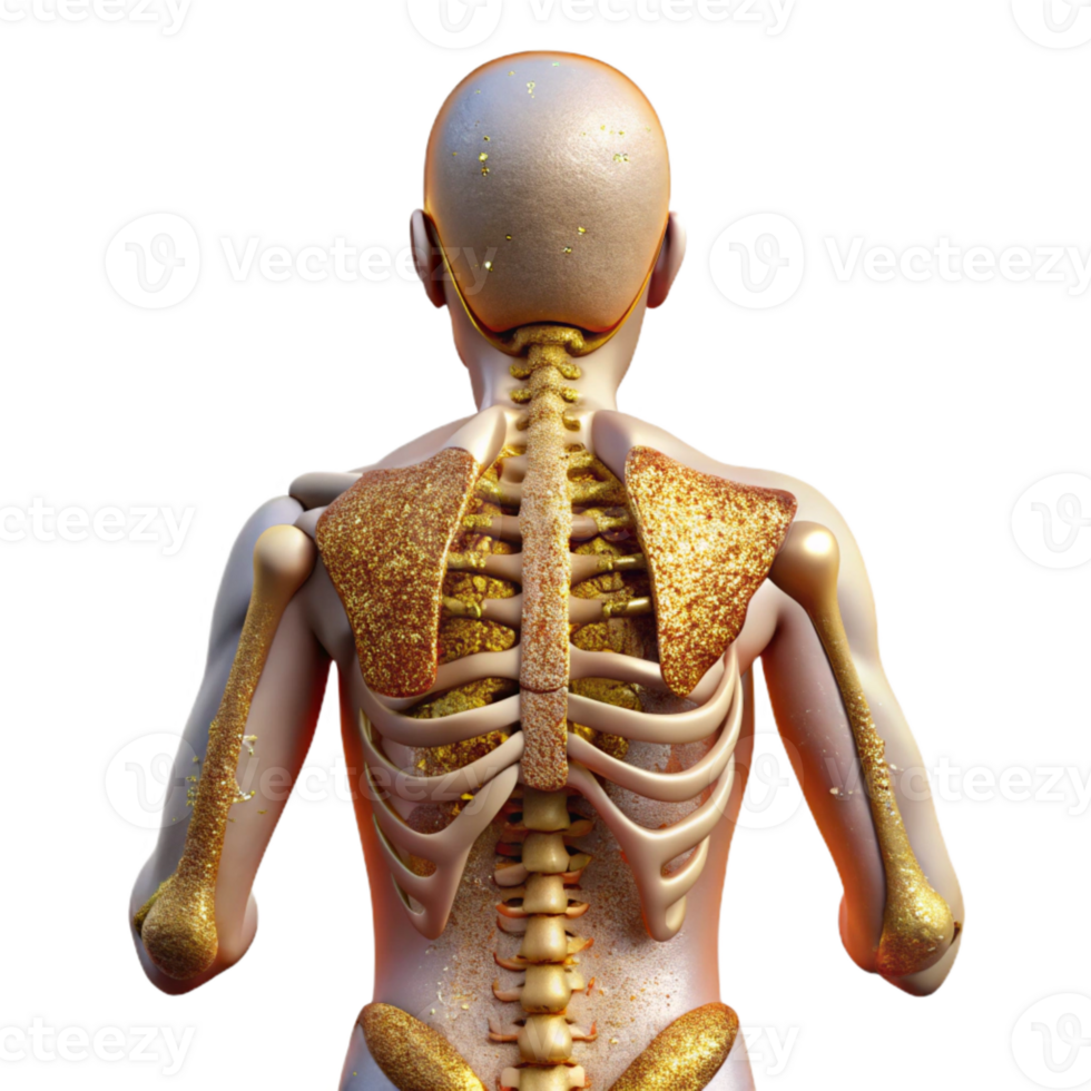 serene artistic Human Skeleton Back View Cutout Anatomy Chart authentic png