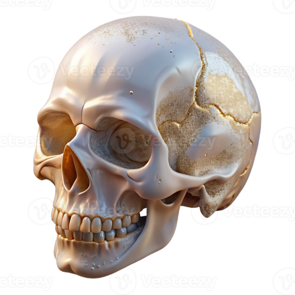 dramatic traditional Human Skull Anatomy Transparent Background Medical Illustration high quality png