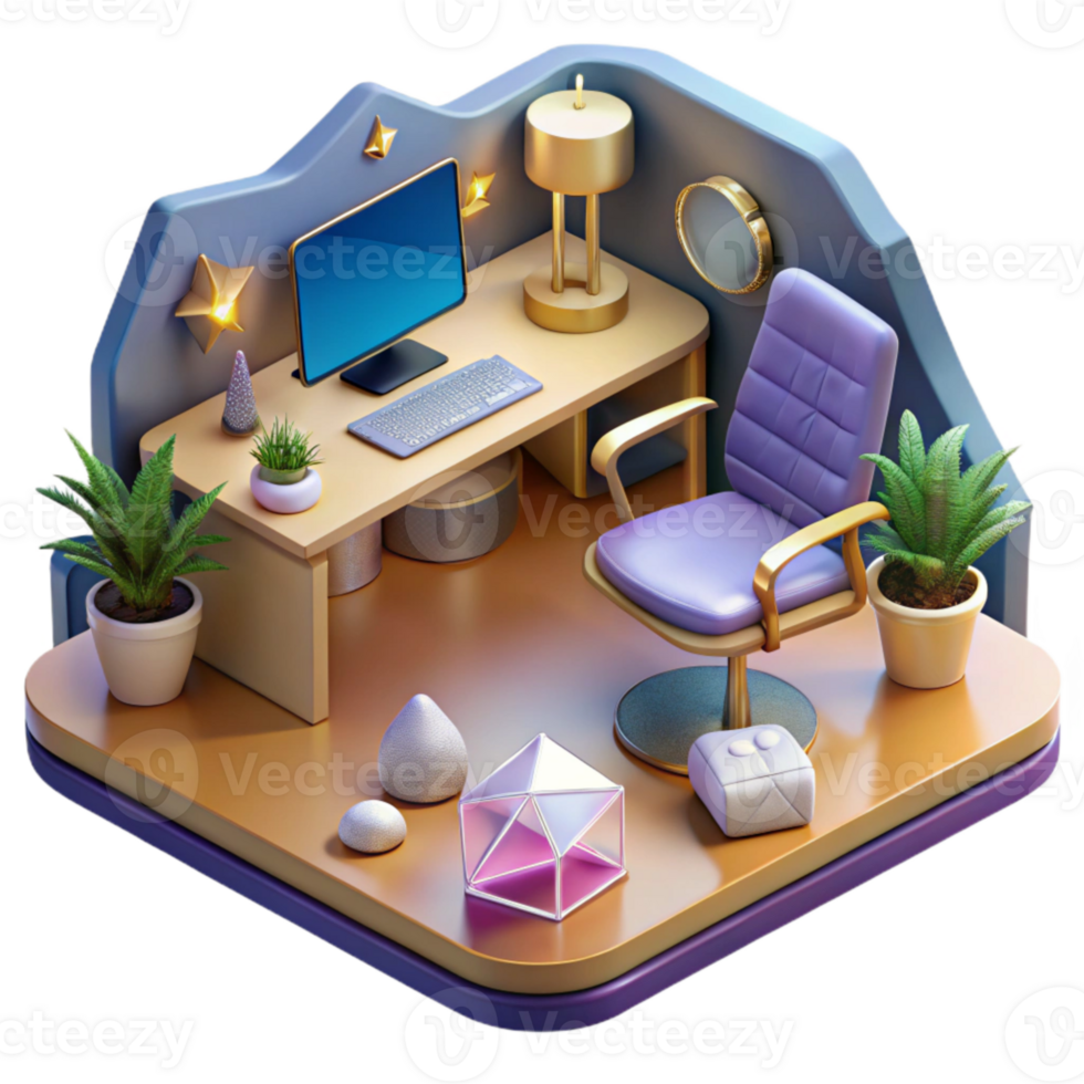 magnificent artistic Isometric Vr Workspace Cutout for Virtual Office Concepts original png