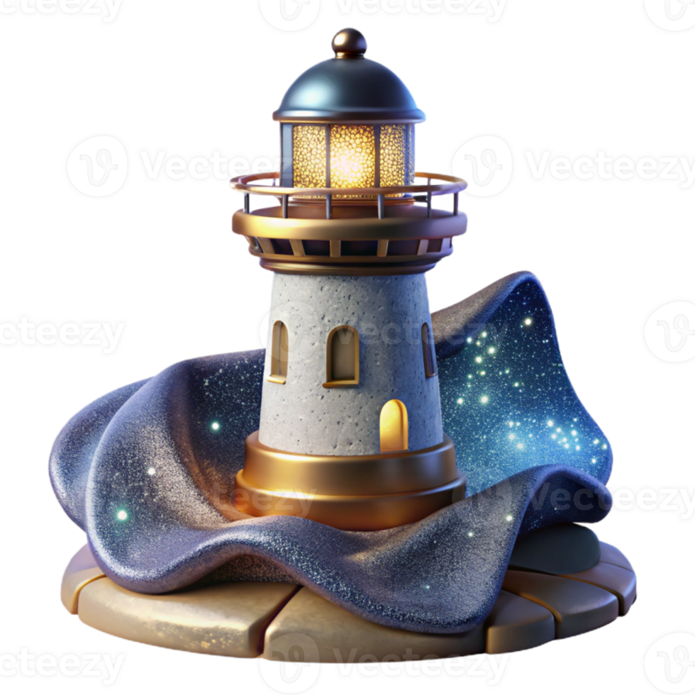 stunning abstract Lighthouse at Night Transparent Background for Coastal Landscapes premium png
