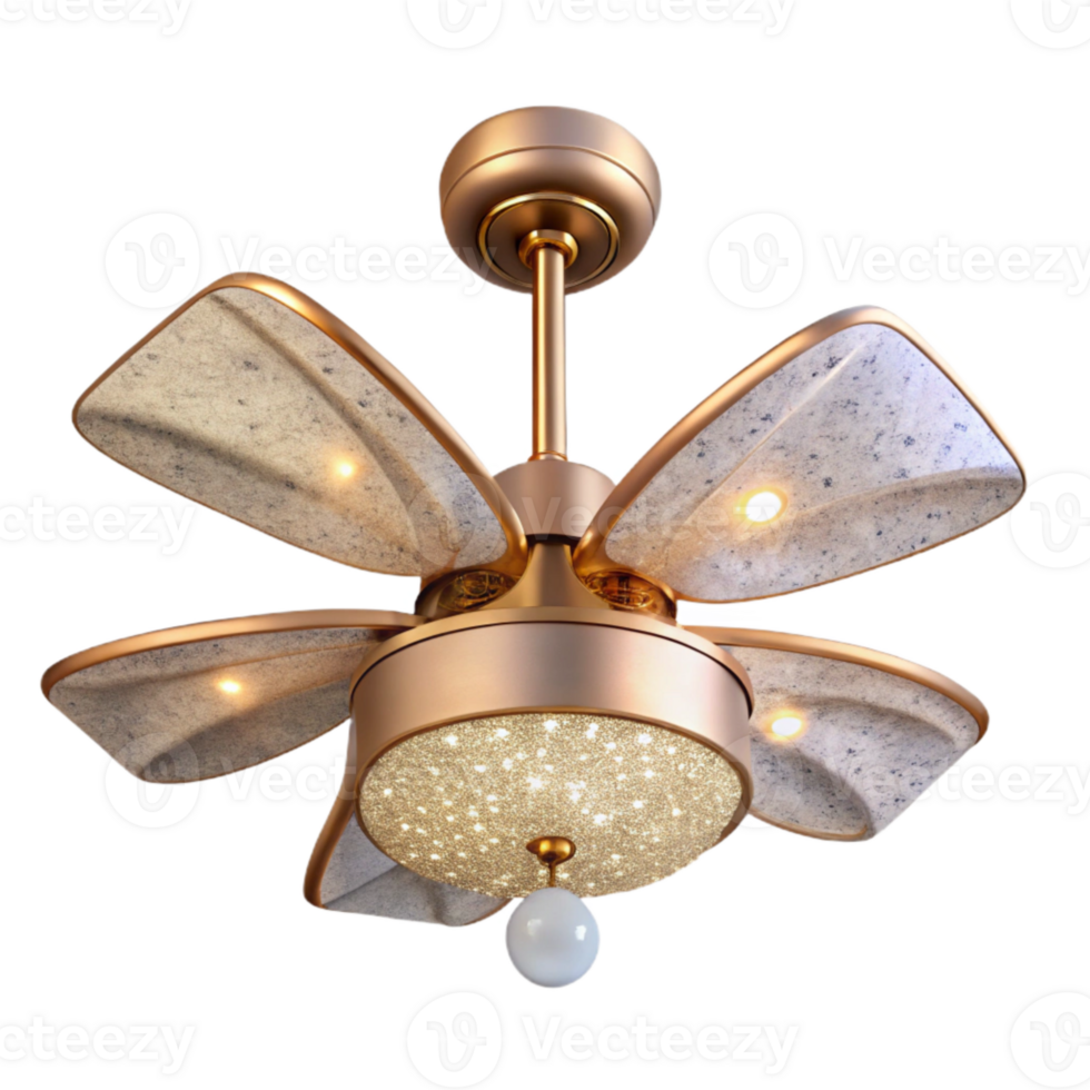 serene vintage Modern Ceiling Fan Transparent for Air Circulation detailed png
