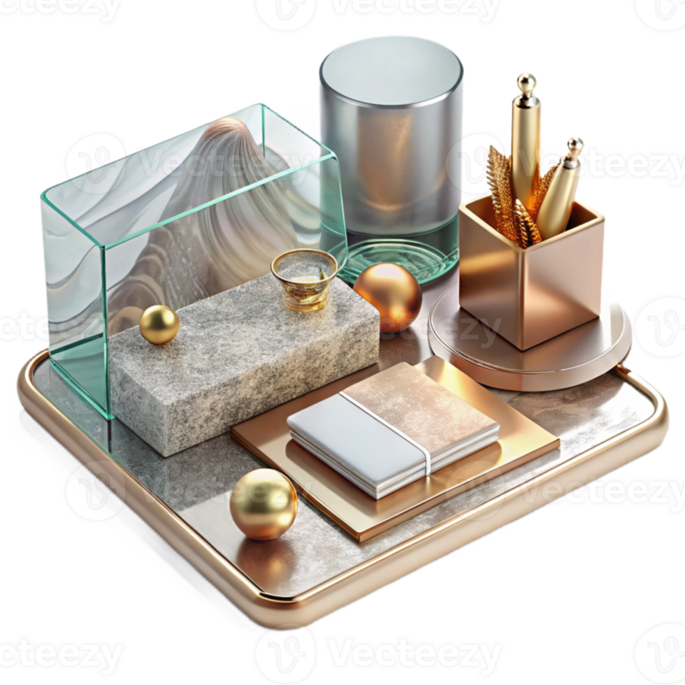 extraordinary minimalist Modern Stationery Mockup on Marble Table Isolated professional png