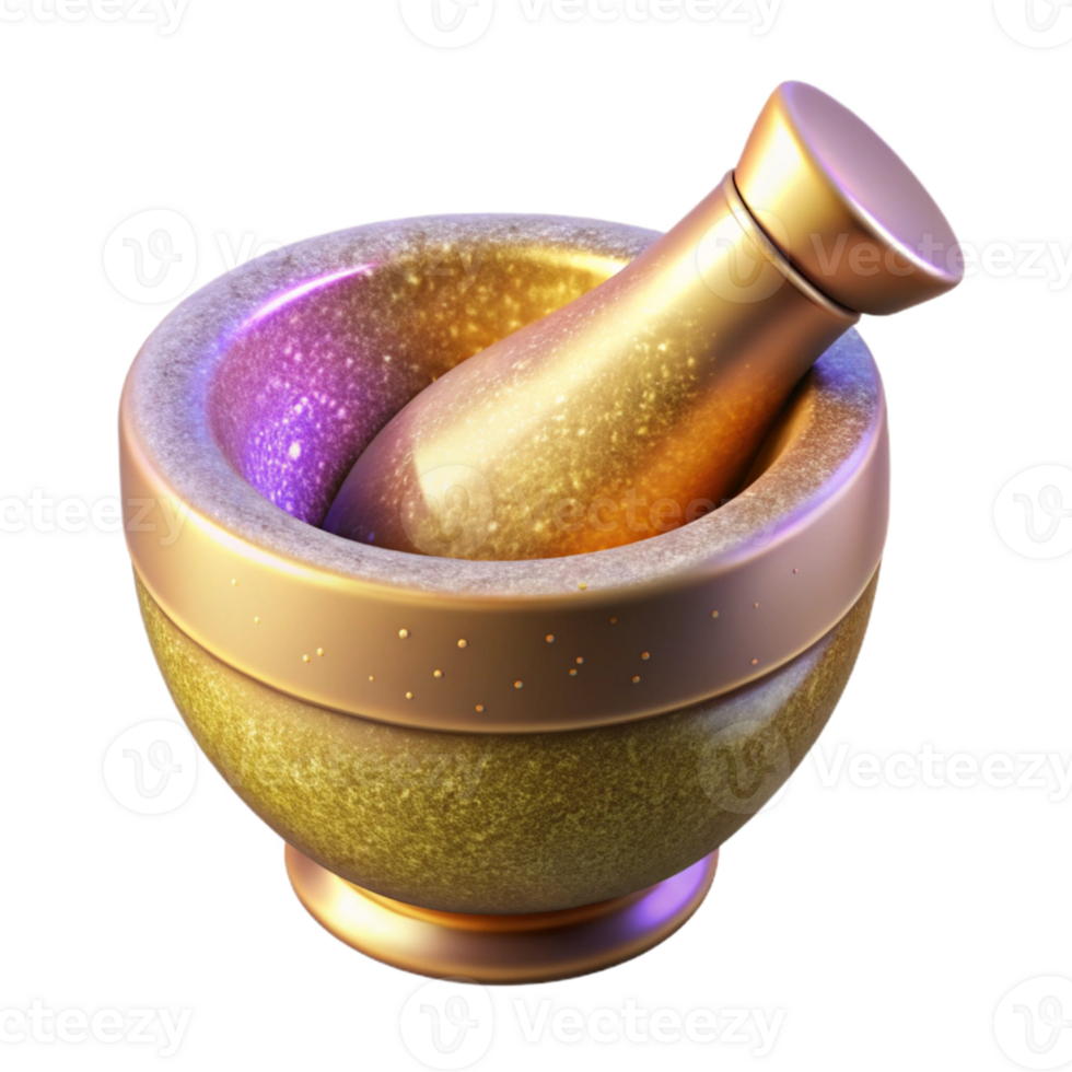 vibrant minimalist Mortar and Pestle Spice Grinding Tool Isolated for Culinary Design genuine png