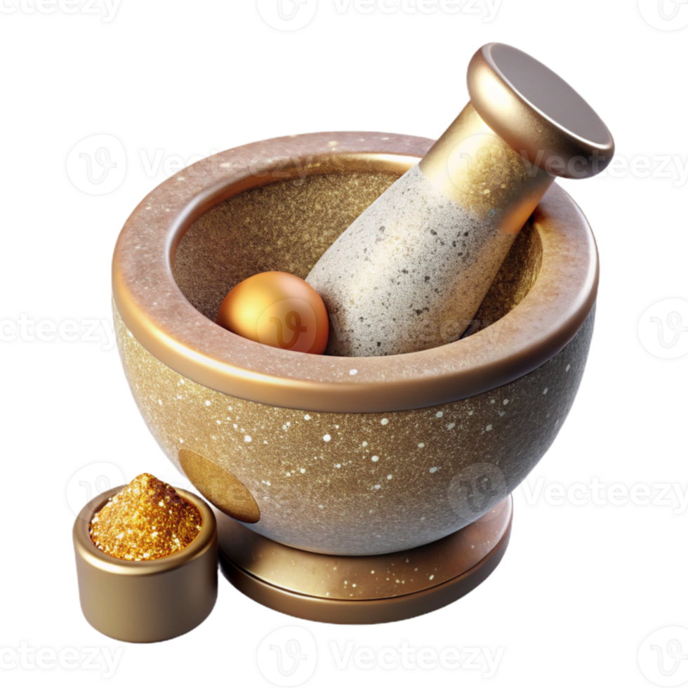 dramatic contemporary Mortar Pestle Stoneware Set Isolated Spice Grinding premium png