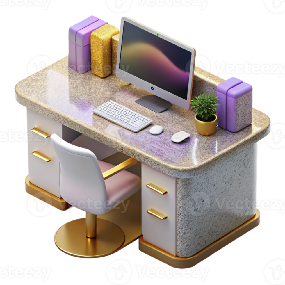 stunning rustic Office Desk Workstation Computer Isolated high quality png