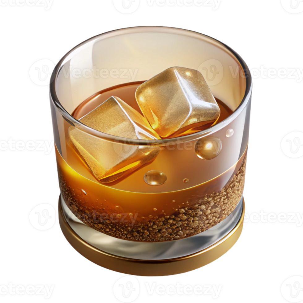 elegant minimalist Old Fashioned Glass Whiskey Cocktail Cutout for Classic Bars png