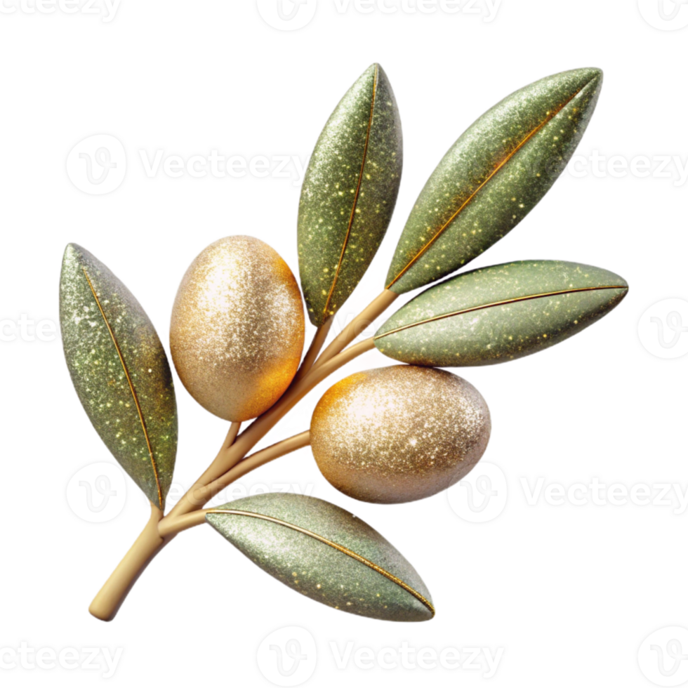 dramatic rustic Olive Branch for Garnish Cutout for Mediterranean Cuisine detailed png