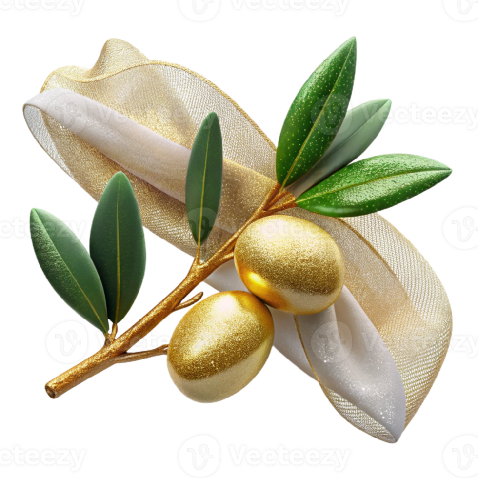 elegant classic Olive Branch for Garnish Cutout for Mediterranean Cuisine premium png