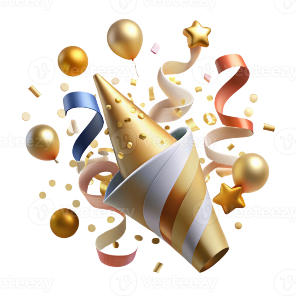 extraordinary artistic Party Streamers and Confetti Explosion Cutout exclusive png