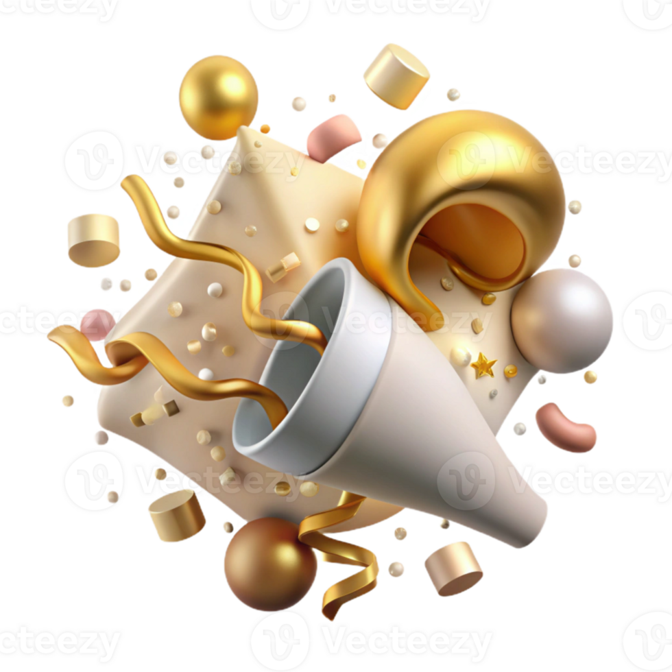 dramatic traditional Party Streamers and Confetti Explosion Cutout original png