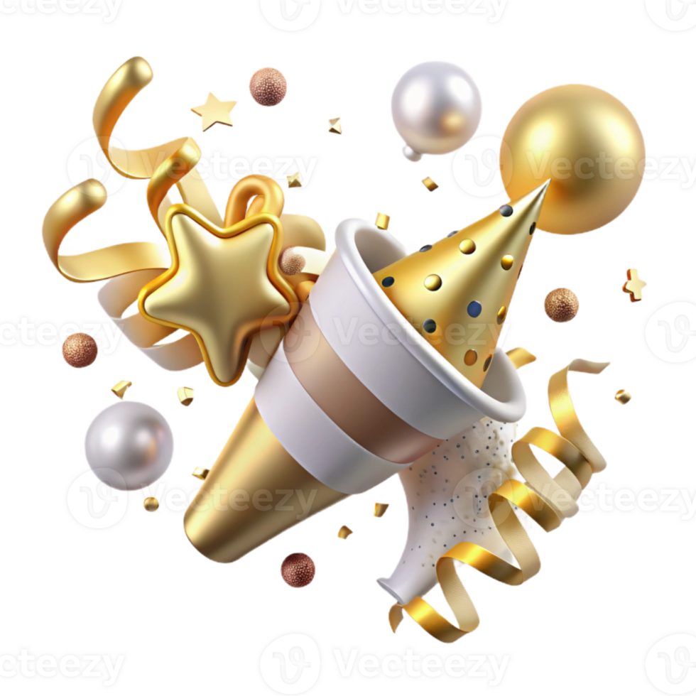 beautiful rustic Party Streamers and Confetti Explosion Cutout high resolution png