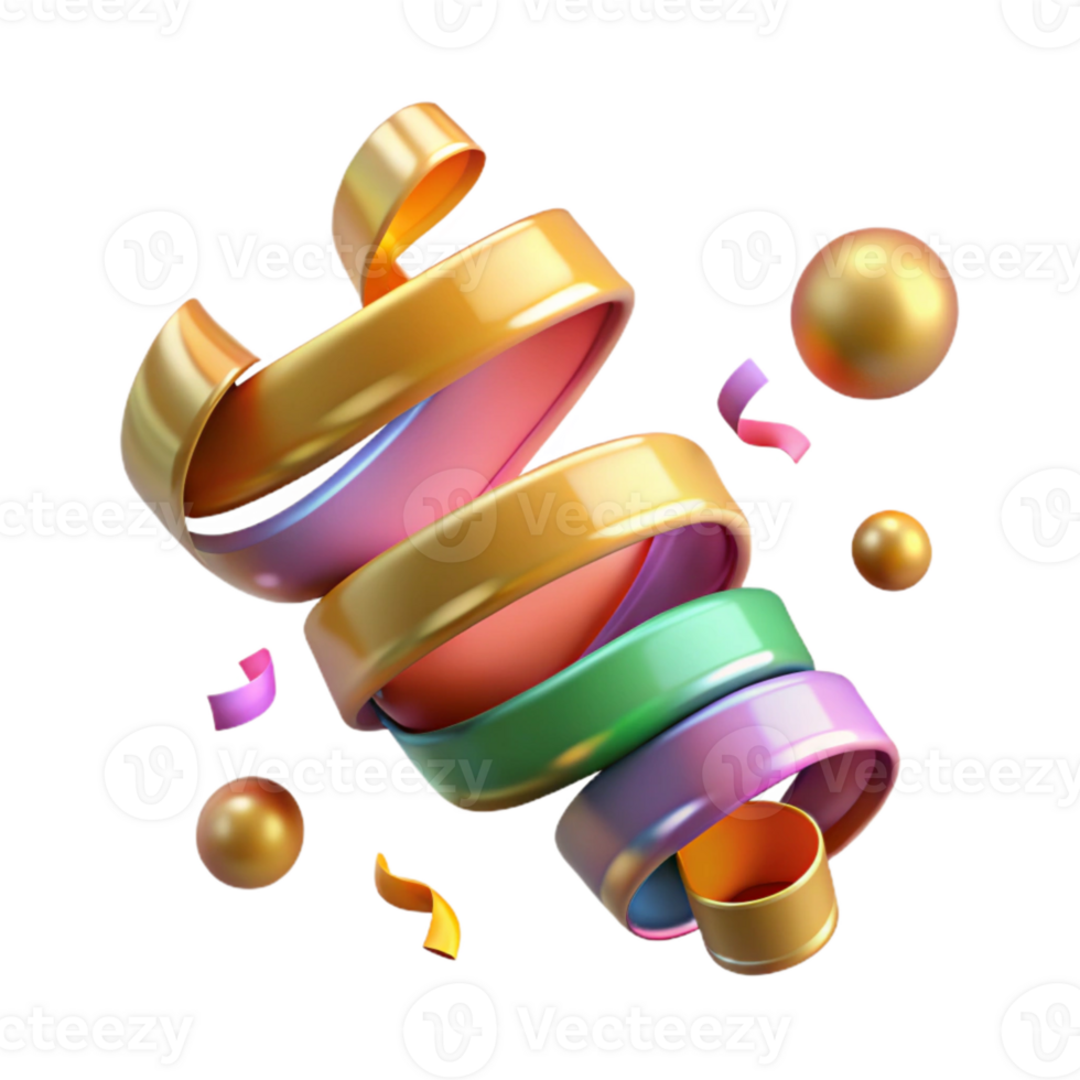 wonderful abstract Party Streamers Curling Colorful Festive Isolated premium png