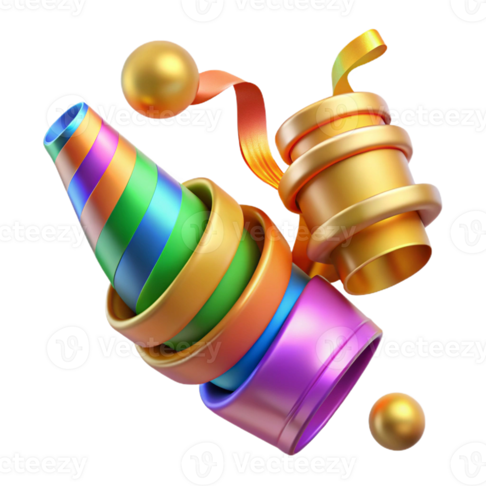 elegant classic Party Streamers Curling Colorful Festive Isolated high resolution png