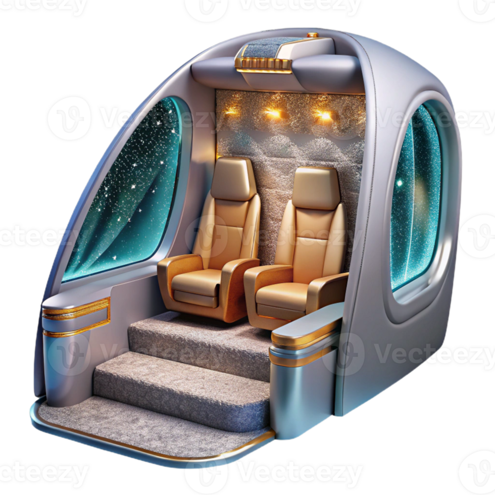 serene rustic Passenger Cabin Interior Isolated for Airline Marketing high resolution png