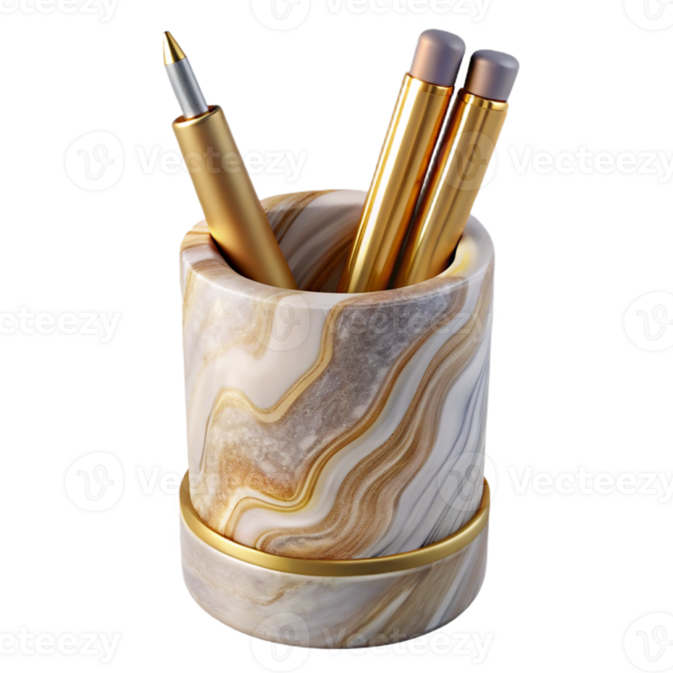 dramatic artistic Pen Holder Marble Design Elegant Isolated premium png