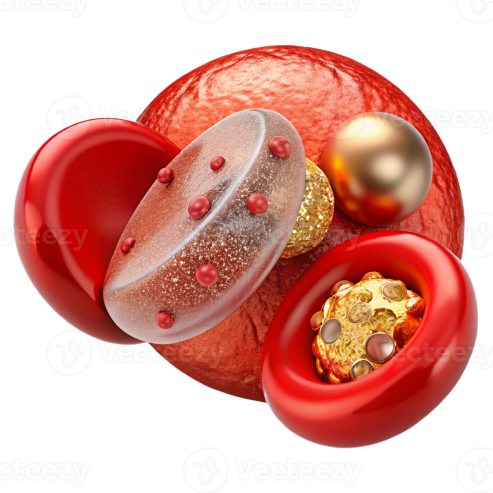magnificent vintage Red Blood Cells Microscopic View Transparent Biology detailed png