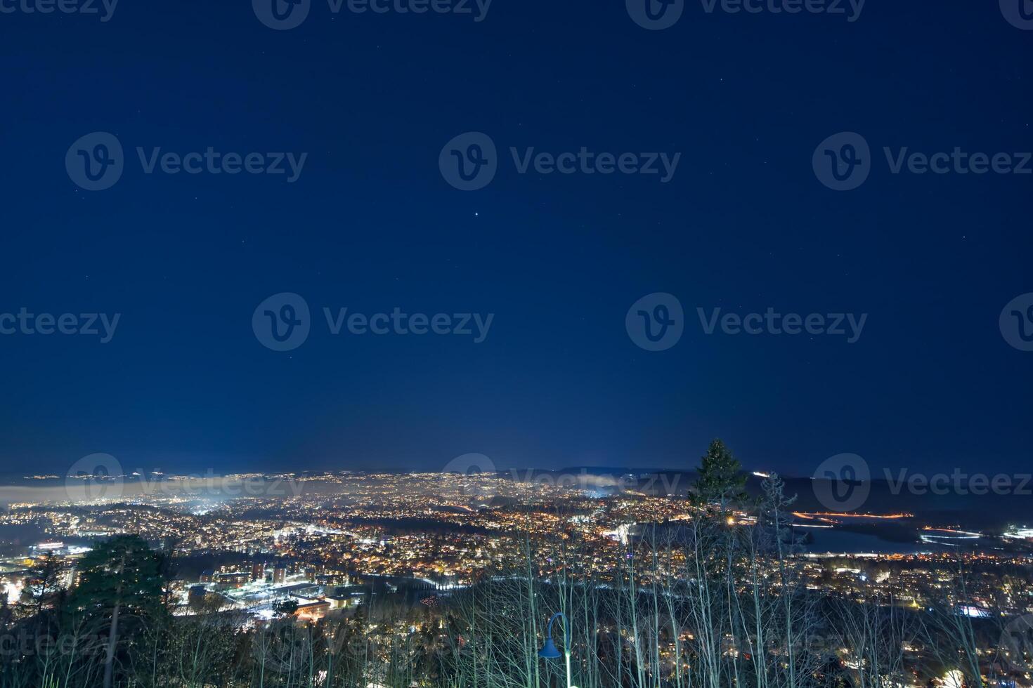 Stunning Night Cityscape with Illuminated Skyline photo