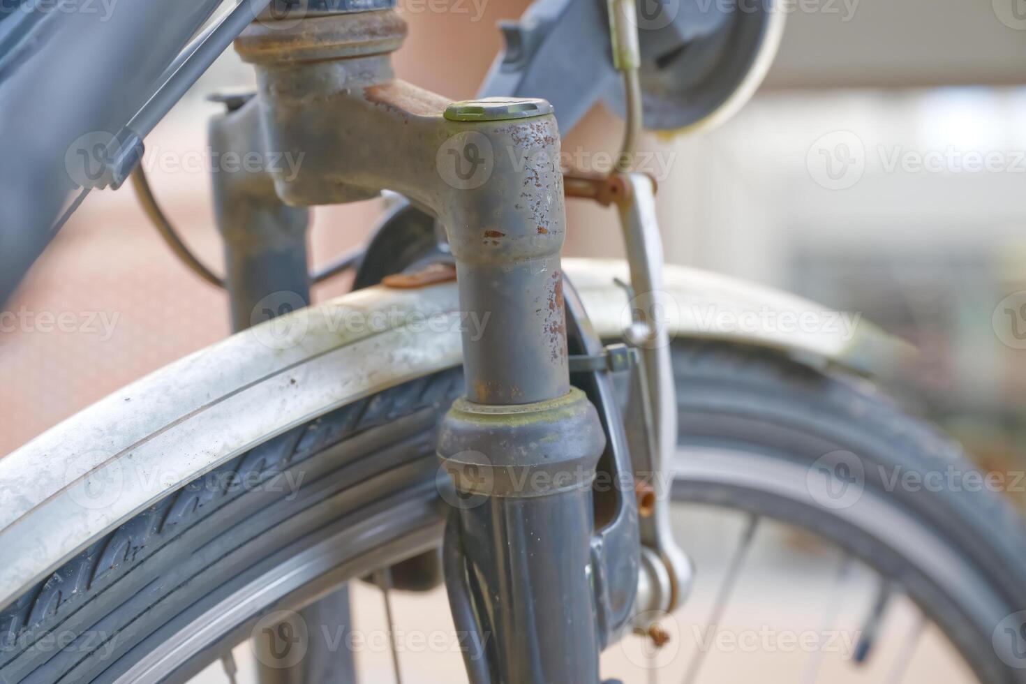 Close-up of a Rusty Bicycle Front Fork photo