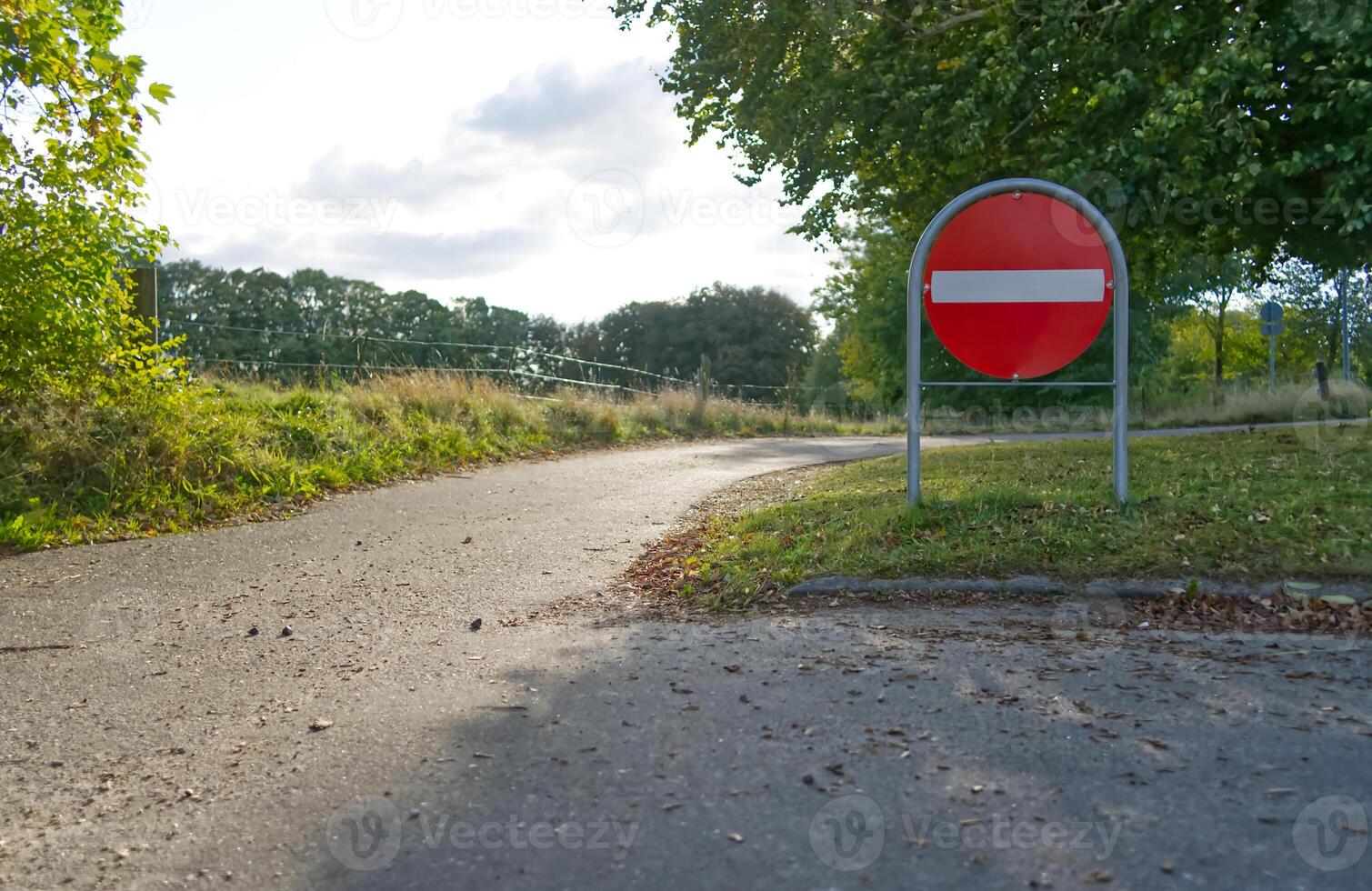 Winding Pathway with No Entry Sign photo
