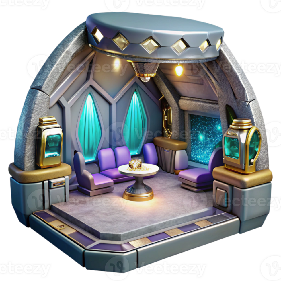 beautiful vintage Sci Fi Spaceship Interior Isolated for Game Environments original png