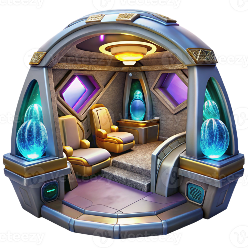 elegant modern Sci Fi Spaceship Interior Isolated for Game Environments professional png