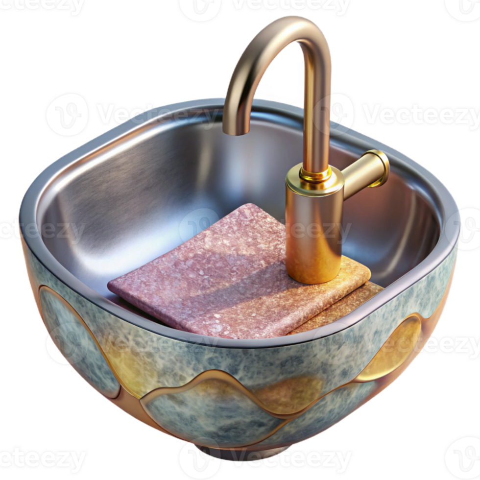 wonderful modern Stainless Steel Sink Isolated for Bathroom Projects detailed png