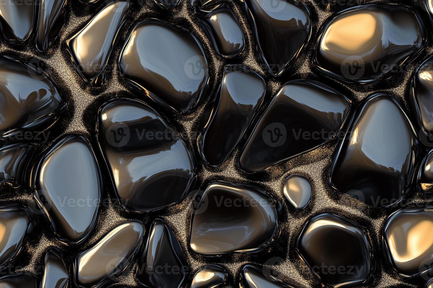 A black and gold pattern of rocks photo