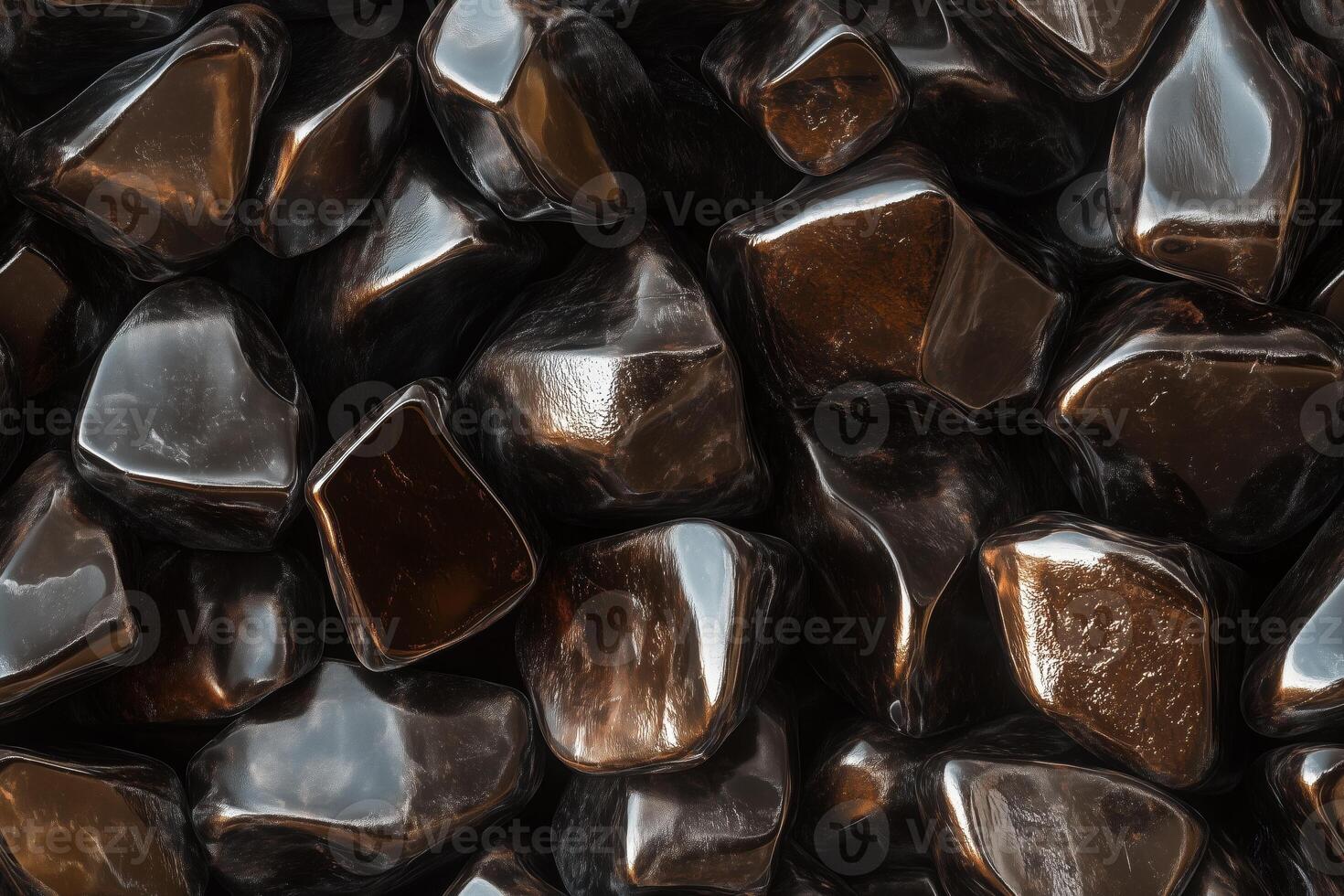 A close up of a bunch of black rocks photo