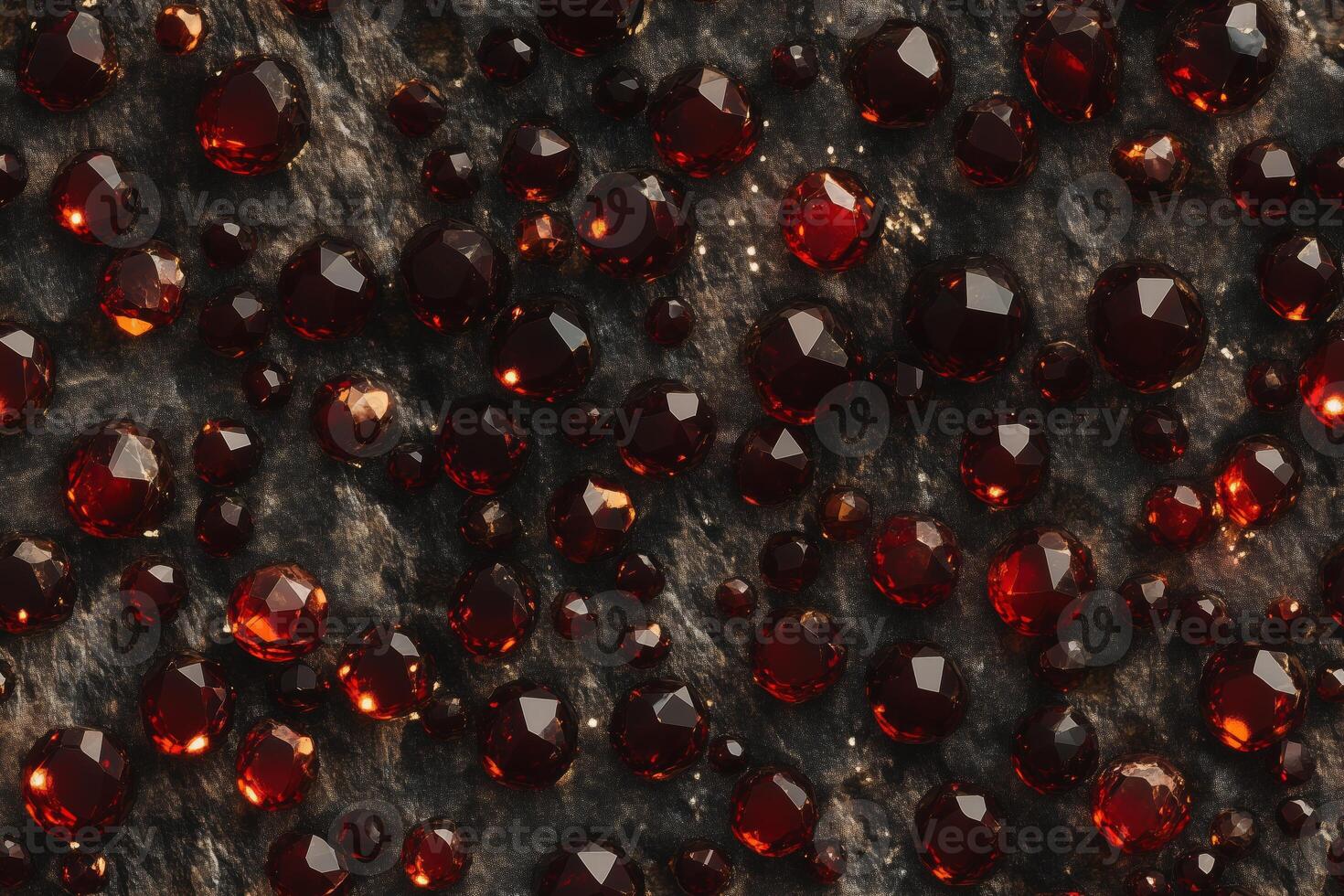 A close up of red gems on a stone surface photo