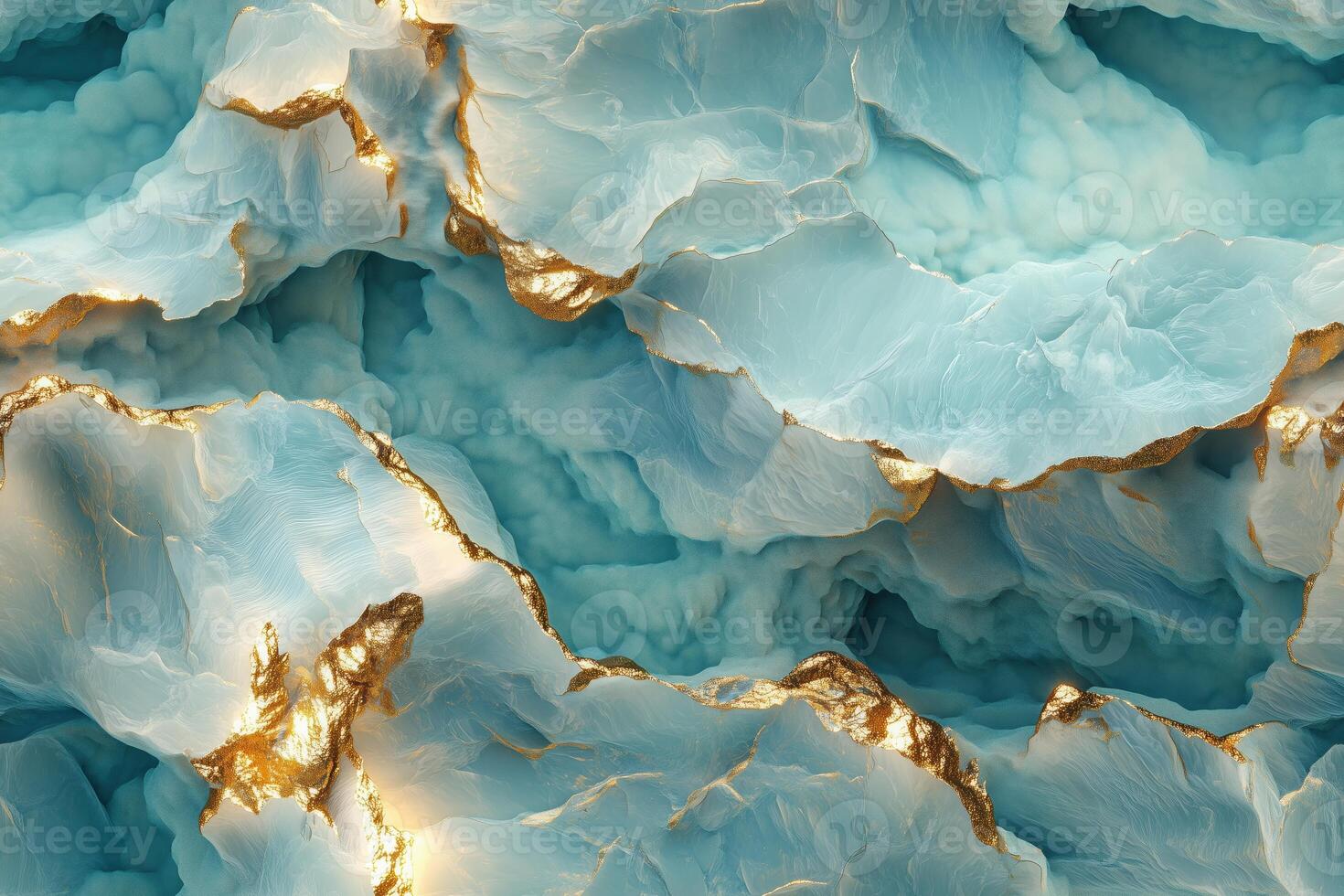 A close up of a blue marble surface with gold paint photo