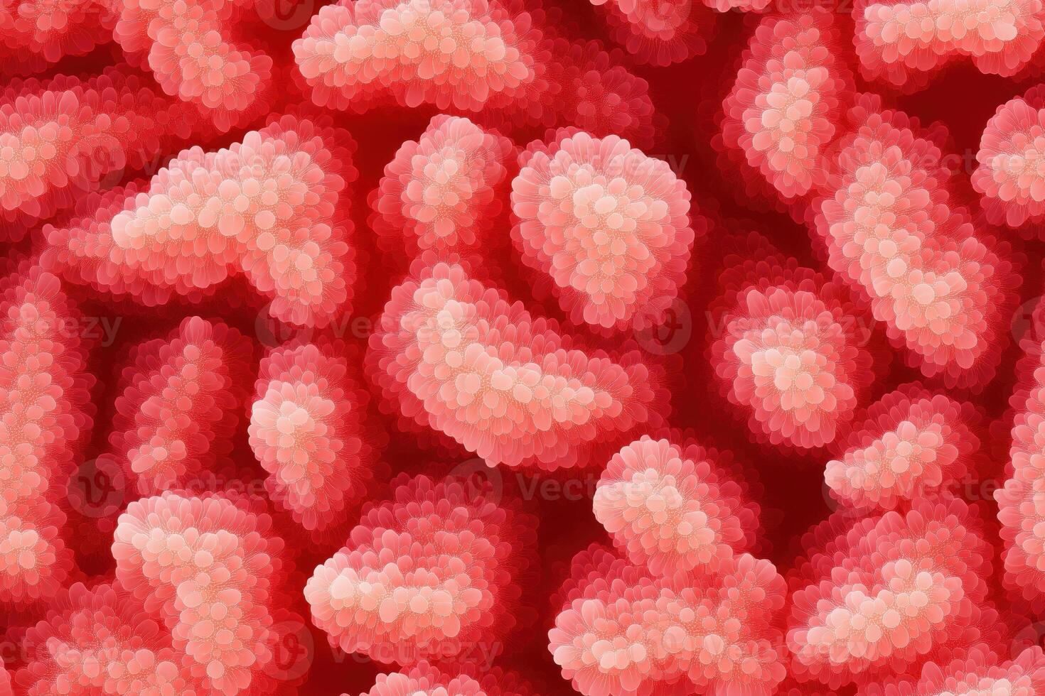 A close up of a red and pink brain photo