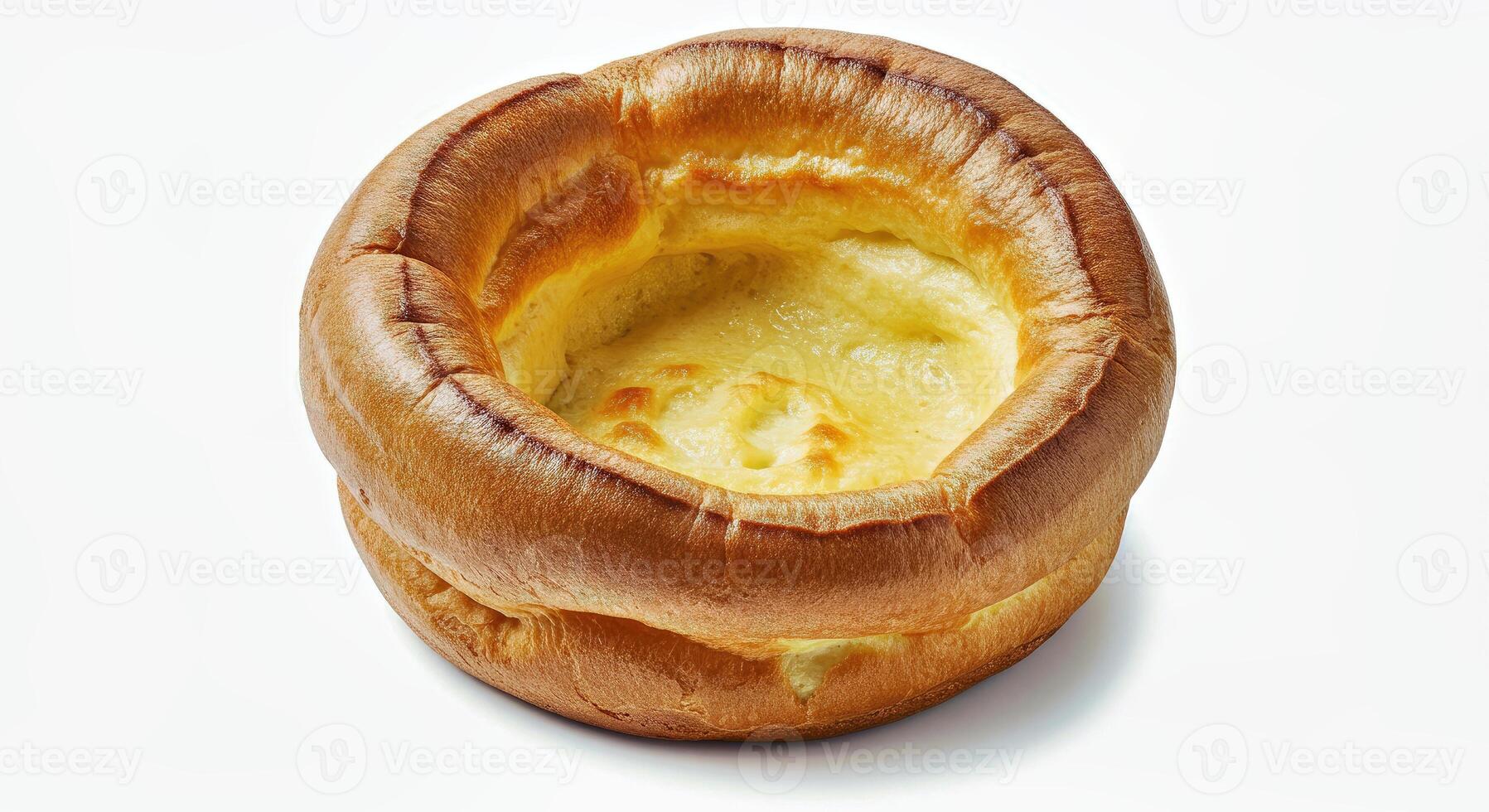 A yorkshire pudding is shown on a white background photo