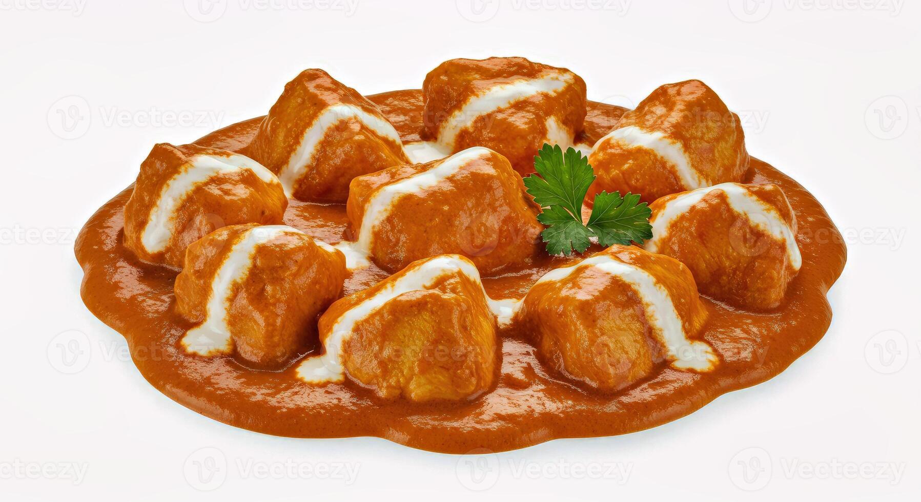 A plate of food with sauce and garnish photo