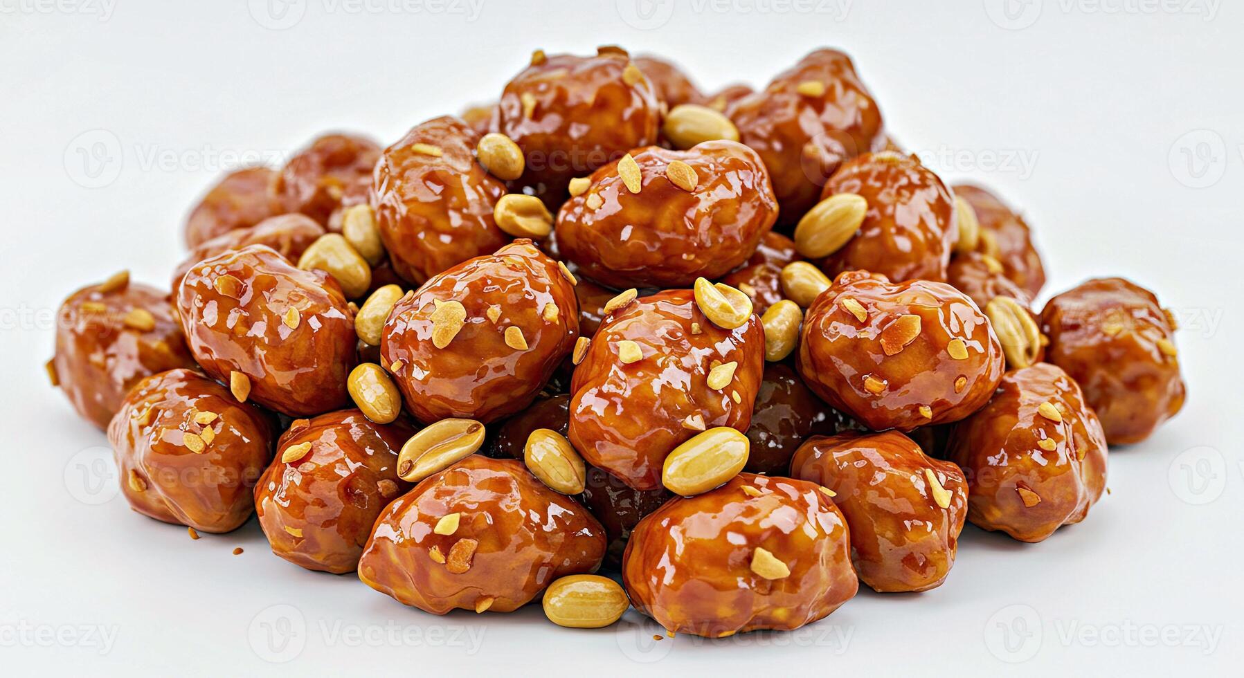 A pile of nuts and peanuts on a white surface photo