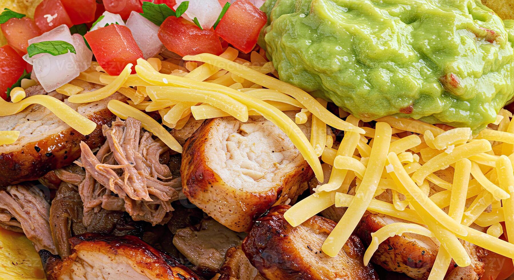 A taco with meat, cheese, and tomatoes photo