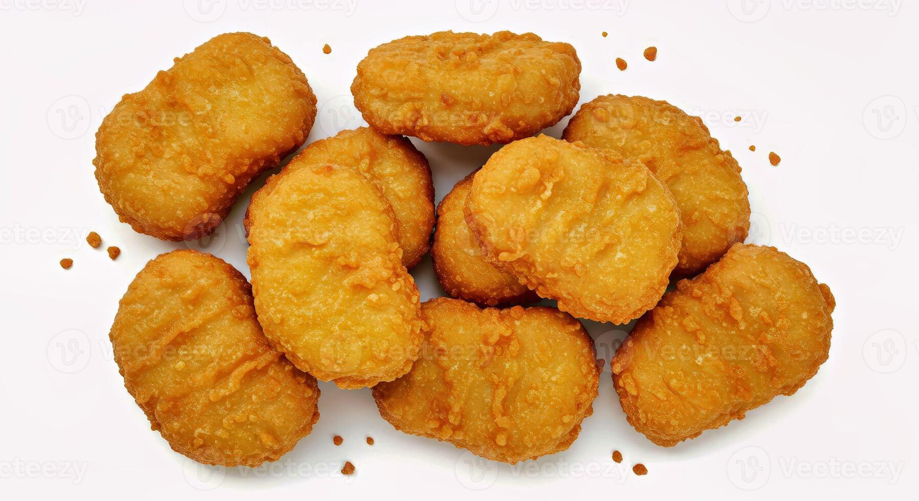 Fried chicken nuggets on a white surface photo