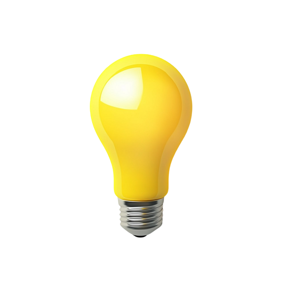 A bright yellow light bulb glowing gently. png
