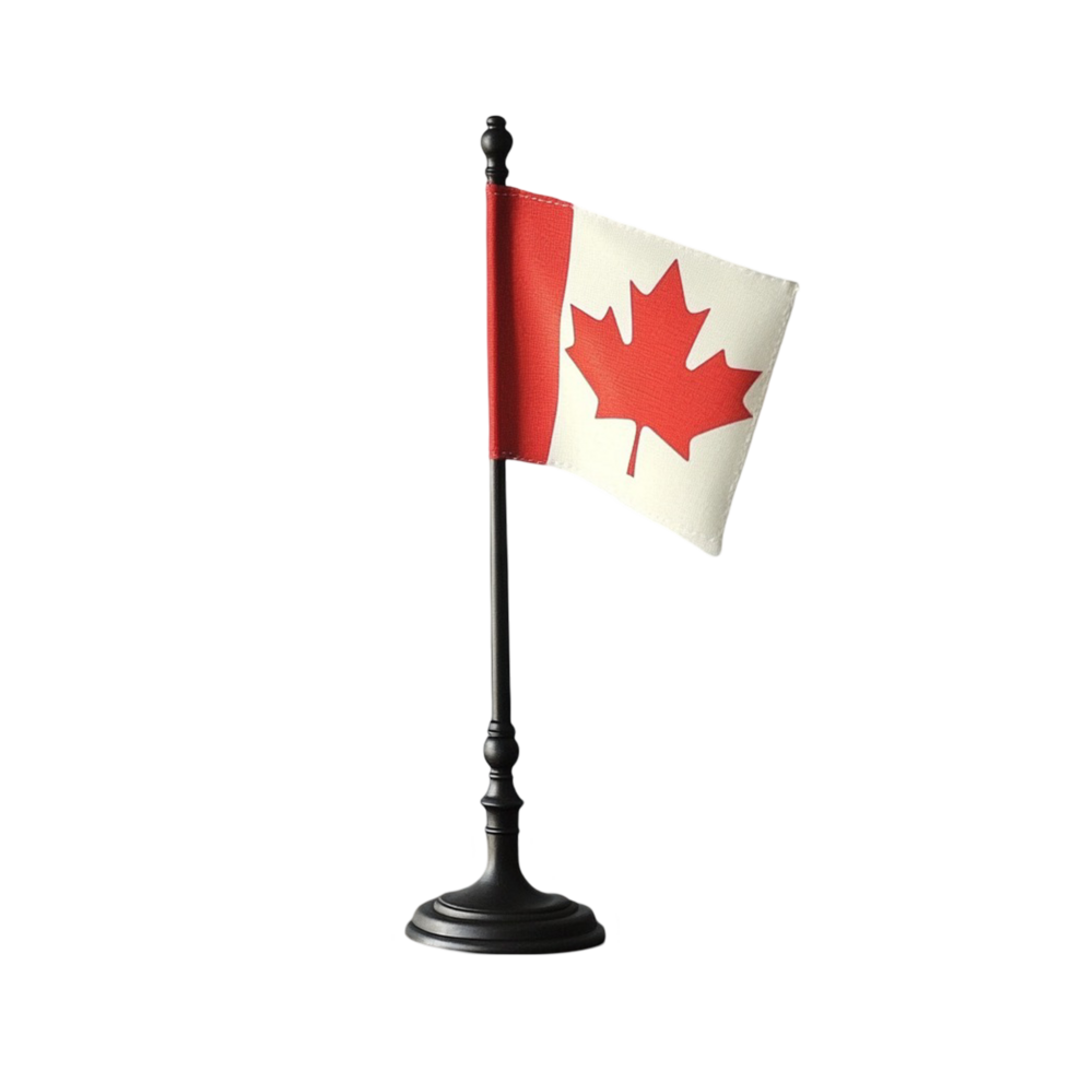 A Canadian table flag gently waving, png