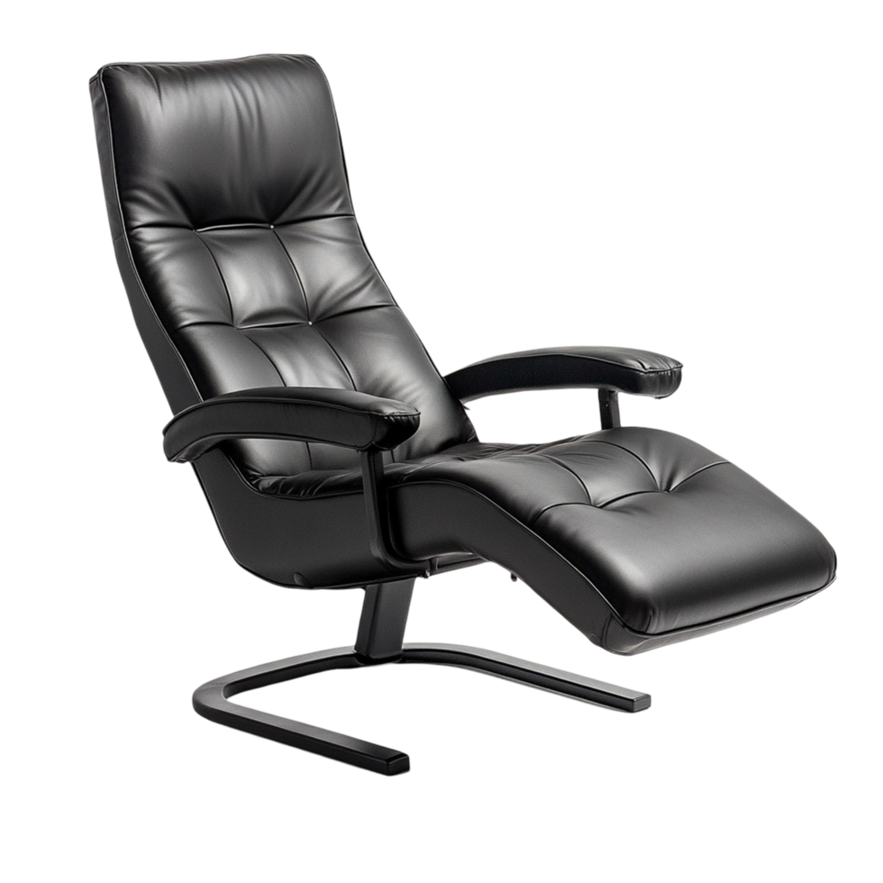 A black reclining chair, designed for comfort, png