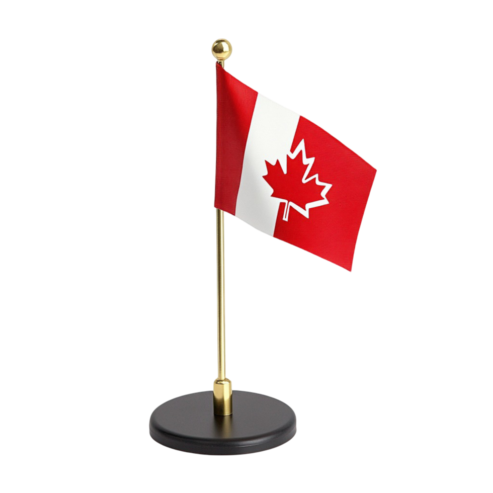 A Canadian table flag gently waving. png